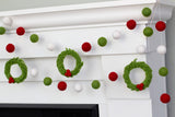 Christmas Wreath Felt Garland- Red Green White