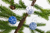 Snowflake Felt Ball Ornaments- Blue, White