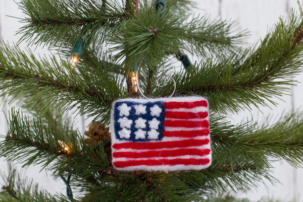 American Flag Ornament - Red, White, Navy Blue
