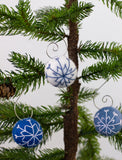 Snowflake Felt Ball Ornaments- Blue, White