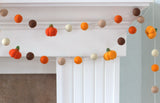 Felt Pumpkin Garland- Orange & Brown Felt Balls & Pumpkins- Fall Autumn Halloween Thanksgiving
