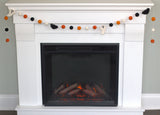 Ghost & Bat Halloween Garland- Orange Black & White- 100% Wool Felt- Fall Autumn Halloween Thanksgiving Decor
