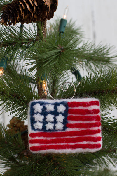 American Flag Ornament - Red, White, Navy Blue