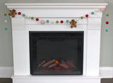 Gingerbread & Peppermint Christmas Felt Garland- Turquoise Red Green