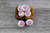 Wool Felt Heart Balls - Pink & White