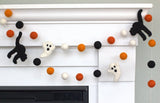 Black Cat & Ghost Halloween Garland- Orange Black & White