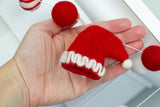 Santa Claus Hats Felt Christmas Garland- Red & White