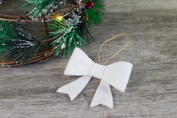 Red, Green & White Felt Bow Christmas Ornaments