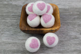 Wool Felt Heart Balls - Pink & White
