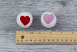 Wool Felt Heart Balls - Red & White