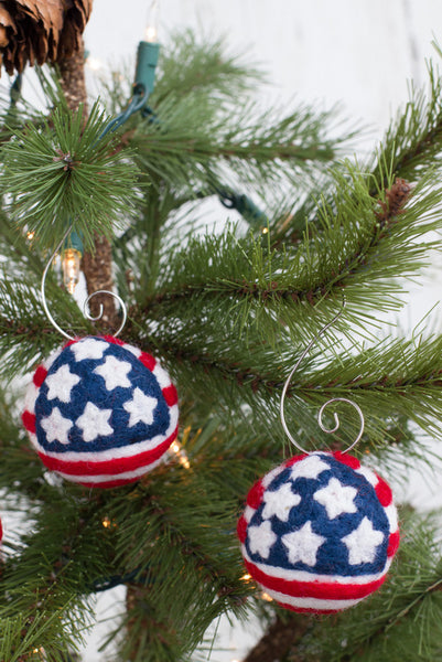 American Flag Felt Ball Ornament