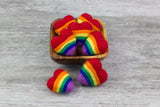 Wool Felt Striped Hearts - Rainbow