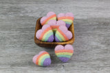 Wool Felt Striped Hearts - Pastel Rainbow