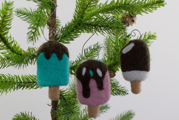 Ice Cream Popsicle Ornaments- SET of 3
