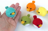 Bird Tree Ornaments- SET OF 5- Bright Color Chicks