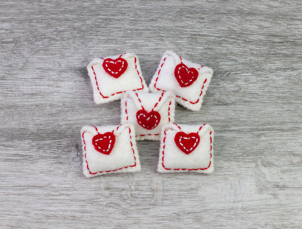 Valentine's Day Felt Envelope Card- Red Heart & Stitching