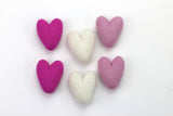 Valentine's Day Felt Folk Hearts- Hot Pink, Light Pink, White- SET of 3, 6 or 12