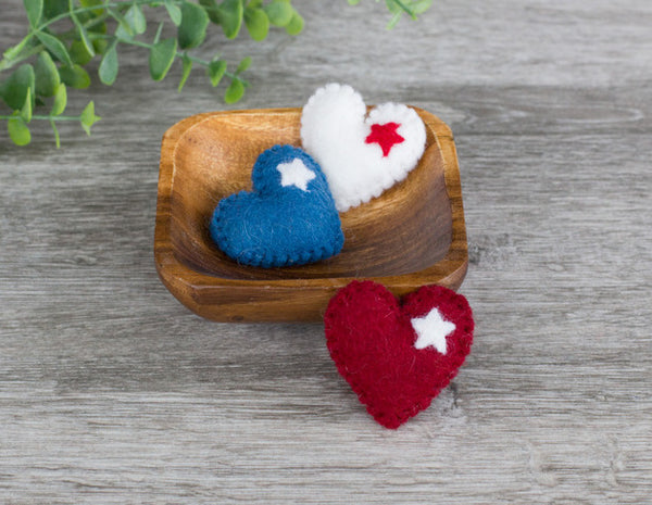 Fourth of July Felt Hearts with Stars