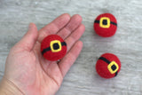 Santa Buckle Felt Balls- Red Black Gold