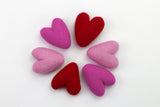 Valentine's Day Felt Folk Hearts- Red, Hot Pink, Light Pink- SET of 3, 6 or 12