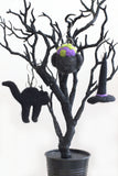 Halloween Ornaments- SET OF 3- Witch Hat, Cauldron, Black Cat