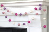 Spring Garland Decor- Baby Pink, Rose, Lavender & White Felt Ball Garland