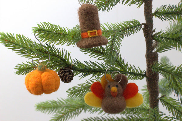 Thanksgiving Ornaments- Turkey & Pumpkin Set