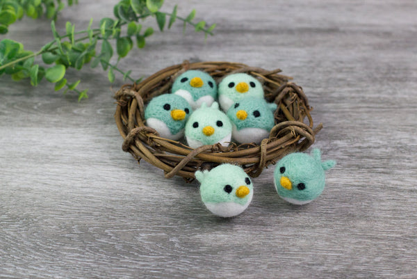 Spring Bird Chick Felt Shapes- SET OF 2 or 4- Pastel Teals