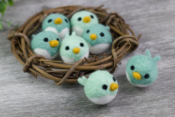 Spring Bird Chick Felt Shapes- SET OF 2 or 4- Pastel Teals
