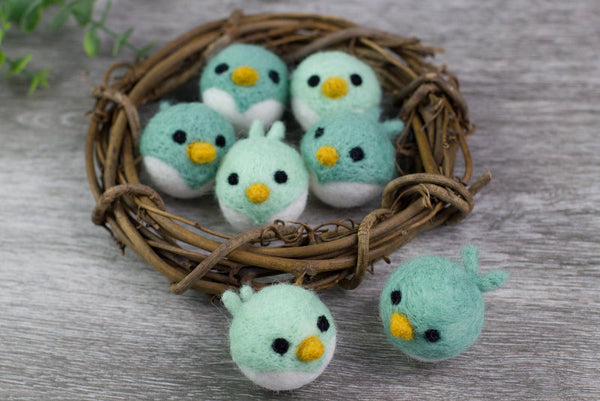 Spring Bird Chick Felt Shapes- SET OF 2 or 4- Pastel Teals