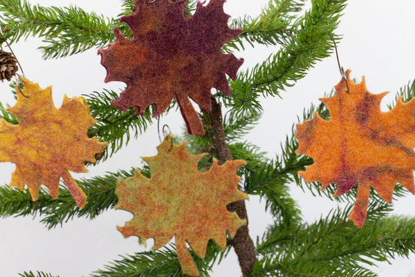 Fall Maple Leaf Ornaments- SET OF 5