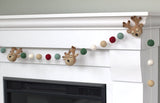 Reindeer Christmas Garland- Vintage Colors- Holiday Winter Mantle Decor