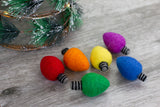 Christmas Light Bulbs Felt Shapes- SET OF 6 Bright Colors- Approx. 2.5"