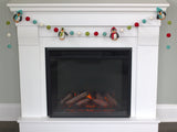 Penguin Felt Garland- Red, Turquoise & Green Penguin & Felt Balls- Christmas Holiday Winter Decor