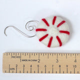 Felt Christmas Tree Ornaments- Peppermint, Candy Cane- SET OF 3