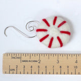Peppermint Christmas Tree Ornaments with Silver Hooks- Green & Red Stripes