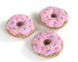 Donut Felt Food Shapes- Pretend Play- Pink Frosting with Sprinkles- 100% Wool Felt- Approx. 2" diameter