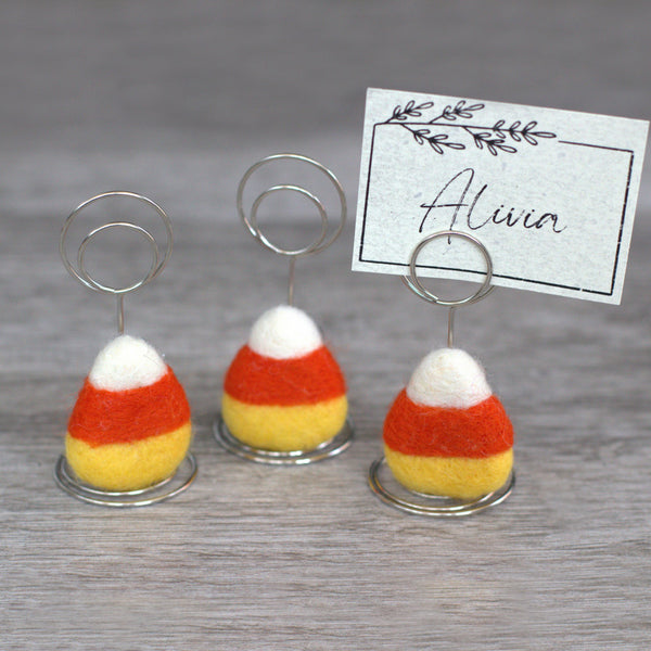 Halloween Candy Corn Place Card Holders- Name Tag Table Setting Decor- Autumn Party Seating- Photo Display