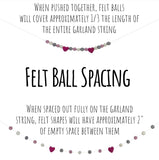 Pink, Gray, Almond & White Felt Ball Garland- Valentine's Day Decor- 1" Felt Balls