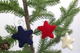 Fourth of July Star Ornaments- SET of 3 Red, White, Navy Blue