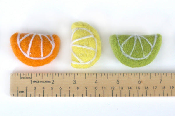 Citrus Fruit Felt Shapes- Lemon, Lime, Orange