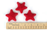 Star Shapes- Fourth of July American Flag Memorial Day- Red White Navy Blue-- SET of 3, 6, 12- 100% Wool- Approx. 1.75"