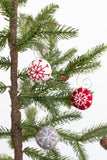 Snowflake Felt Ball Ornaments- Red, Gray, White