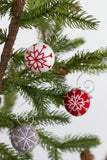 Snowflake Felt Ball Ornaments- Red, Gray, White