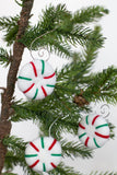 Peppermint Christmas Tree Ornaments with Silver Hooks- Green & Red Stripes