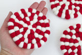 Christmas Coaster Set of 4 or 6- Red & White