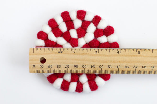 Christmas Coaster Set of 4 or 6- Red & White
