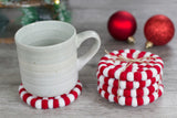 Christmas Coaster Set of 4 or 6- Red & White