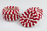Christmas Coaster Set of 4 or 6- Red & White