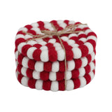 Christmas Coaster Set of 4 or 6- Red & White